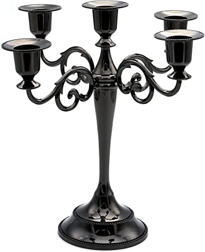 Dicspotin Metall Kerzenständer Kerzenhalter 26cm Höhe 5 Armig, Stabkerzenhalter Hochzeit Veranstaltung Candle Holder Vintage für Tischdeko von Dicspotin
