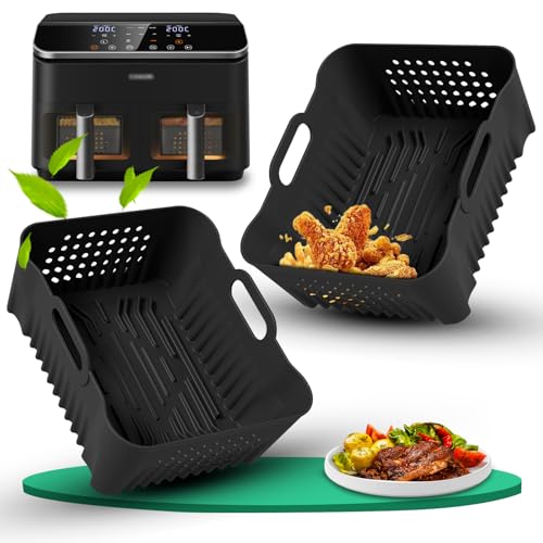 2 Stück Heißluftfritteuse Zubehör für COSORI Dual Blaze Airfryer 8,5 L, Wiederverwendbares Airfryer Zubehör Silikon Einsätze für COSORI CAF-R901-AE von Dictien