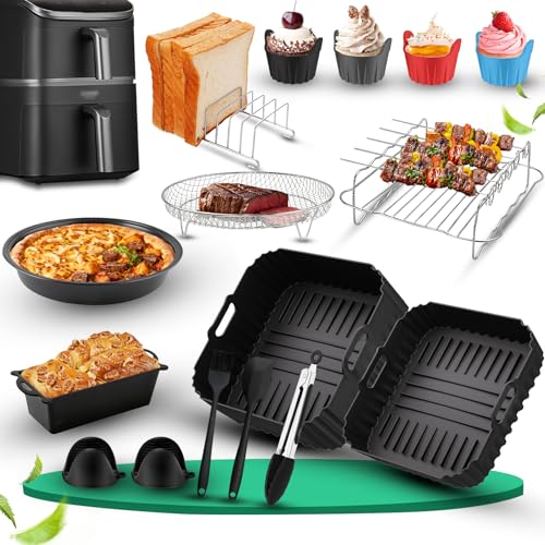 Silikonform HeißLuftfritteuse für COSORI Turbo Tower Pro Heißluftfritteuse 10,8 L. 21-Teiliges Set Silikon-Einsätze, Grillrost, Pizzablech, Silikon-Toastformen, Muffinformen und Mehr von Dictien