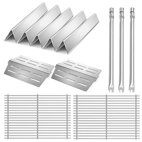Dictirdy 49,5 cm Edelstahl-Grillroste 7620 Flavorizer Bars 7622 Hitzeabweiser 62752 Brennerrohre für Weber Genesis 300 Serie E310 E330 S330 EP310 Grill Ersatzteile für Weber 7524 7528 von Dictirdy