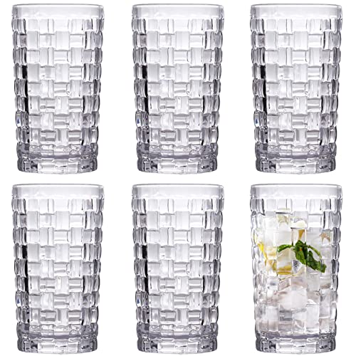 Dicunoy 6 Stück Highball Trinkgläser,300ml Kristall Wassergläser,Hochleistungs-Saftbecher aus klaren, gerippten Gläsern für Getränke, Bier von Dicunoy