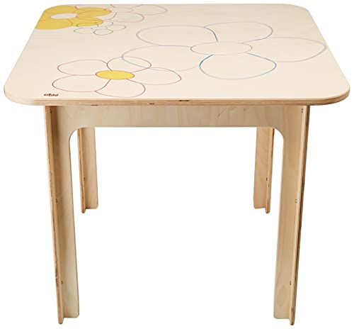 Dida - Holztisch für Kinder- ideal für das Kinderzimmer und den Kindergarten. Dekoration: Blumen - Oberfläche 60 cm x 60 cm, Höhe 51 cm von Dida
