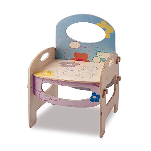 Dida - Stuhl Blumen, Montessori-Holzstuhl für Kinder im Alter von 2 bis 4 Jahren, Ideal für Kinderzimmer, Kindergärten und Spielbereiche, Elegantes, Farbiges und Sicheres Design von Dida