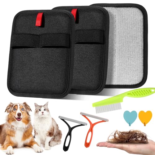 Didaey Elektrostatisches Tierhaarentfernungshandschuh-Set, Teppich, Rechen, Schaber, Flohkamm, Tierhaarentferner für Hunde und Katzen, Fellpflege, Kleidung, Couch, Auto, Teppich, 7-teilig Didaey Elektrostatisches Tierhaarentfernungshandschuh-Set, Teppich, Rechen, Schaber, Flohkamm, Tierhaarentferner für Hunde und Katzen, Fellpflege, Kleidung, Couch, Auto, Teppich, 7-teilig von Didaey