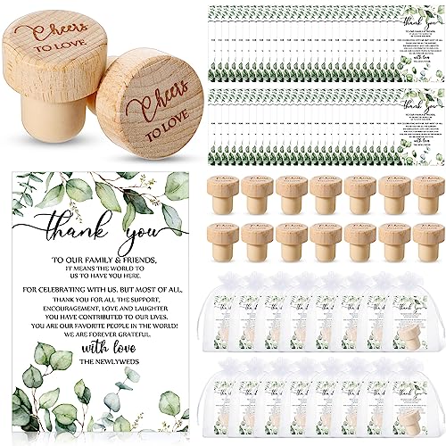 Weinkorken für Hochzeiten, mit grünem Holz, Weinstopfen, Hochzeitsgeschenke, Dankeskarten, weißer Organza-Beutel, Prost to Love, Weinstopfen für Gäste, Babyparty, Party, Geschenk, Abendessen, von Didaey