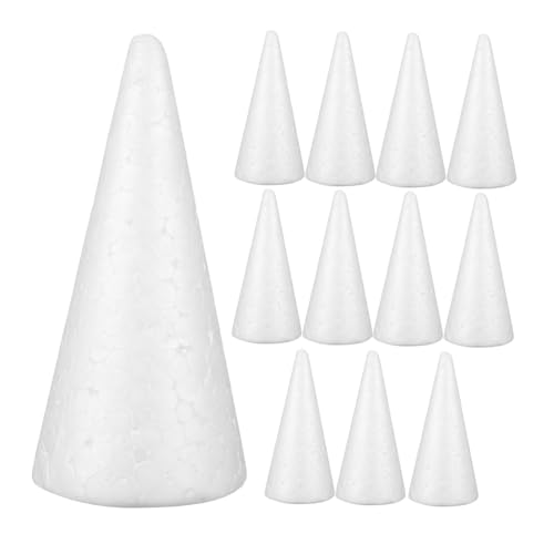 Didiseaon 12 Stück DIY hochzeitsdeko Bastelmaterial für weihnacjtsdeko Geschenkeidee weihnsgeschenke Steckschaumkegel aus Polystyrol Kinderkegel Ornament Weiß von Didiseaon