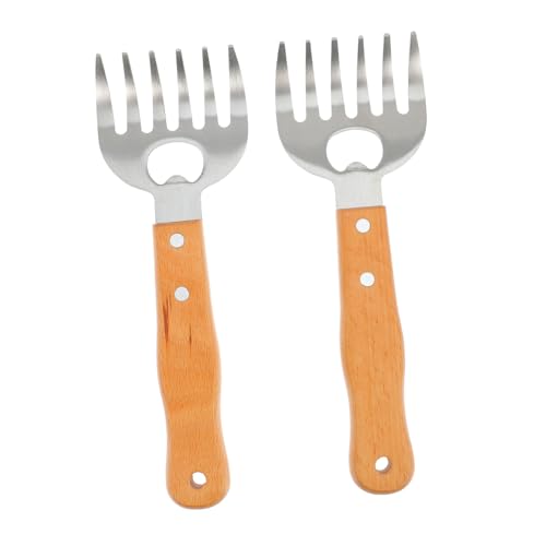 Didiseaon 2 Stück Edelstahl Fleischkrallen mit Ergonomischem Holzgriff Hitzebeständig Lebensmittelecht zum Schnellen Zerteilen von Pulled Pork BBQ Fleisch und Hähnchen Spülmaschinenfest von Didiseaon