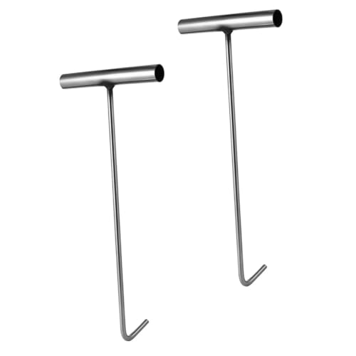 Didiseaon 2 Stück Edelstahl T Förmiger Schachthaken mit Stumpfer Spitze Rostfrei Sicherer Griff Vielseitig Einsetzbar für Schwerlastige Kanaldeckel und Hebevorgänge Teiliges von Didiseaon