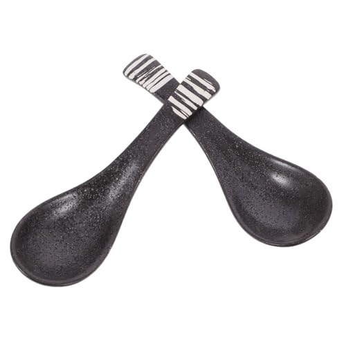 Didiseaon 2 Stück Keramik Suppenlöffel Asiatisch Retro Design Poliert Kompakt Sicher für Suppe und Ramen Küchenutensilien von Didiseaon