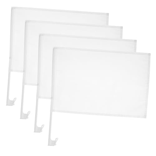 Didiseaon 4 Stück Autodekoration Festival Signalfahnen Zeichen Semaphor Lüfter Topper DIY Autofahne Handgehaltene Flagge leere Handheld-Flags Flaggen selber machen Polyester Weiß von Didiseaon