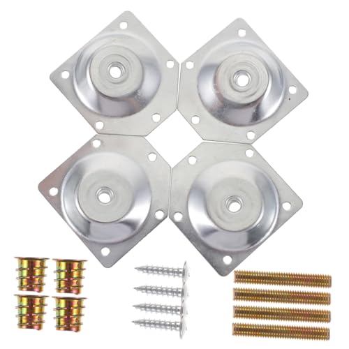 Didiseaon 4 Stück Mutternsatz Tischbein Einstellbar Stuhlbeine Abgewinkelte Beinmontageplatten Möbel Anschlüsse Stuhlbeinschrauben Couch Bein Fuß Hartholz Verstellbare Beine Silver von Didiseaon