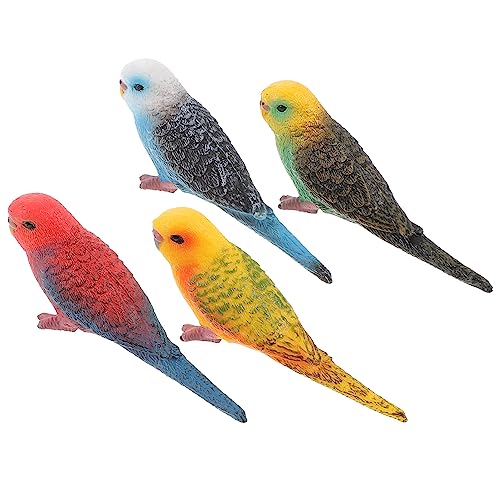 Didiseaon 4 Stück Wellensittich-Modell Künstliche Papageien-Ornamente Vogelfiguren Aus Kunststoff Simulation Papageienfiguren Künstliche Papageienfiguren Zubehör Kind Plastik Schreibtisch von Didiseaon
