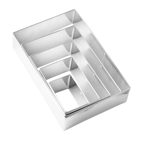 Didiseaon 5 Stück Keksform Die Kekspresse kuchenformen set Rechteckige Plätzchenausstecher Gebäckformen Cutter für Kuchenschneider-Schablone Keksausstecher zum Backen Rostfreier Stahl Silver von Didiseaon