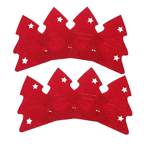 Didiseaon 8 Stück Weihnachtsbaum-bestecktasche. Weihnachtsbaum-besteck-Set Weihnachtsbesteckhalter Geschirr Weihnachtsbaum-Aufbewahrungstasche Urlaub Bündeln Tür Plätzchen Filzstoff Rot von Didiseaon