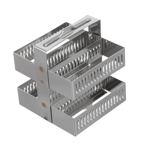 Didiseaon Edelstahl Glasobjektträgerhalter Positionen Mikroskop Objektträgerständer Leicht Tragbar Langlebig für Labor und Analyse von Didiseaon