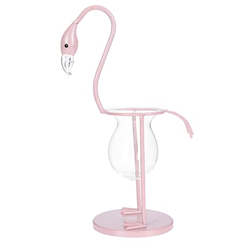 Didiseaon Eisen-Flamingo-Hydrokultur-Vase Flamingo-Form Glas-Pflanzenvase Ornamente für Home-Office-Desktop-Handwerksdekoration Rosa von Didiseaon