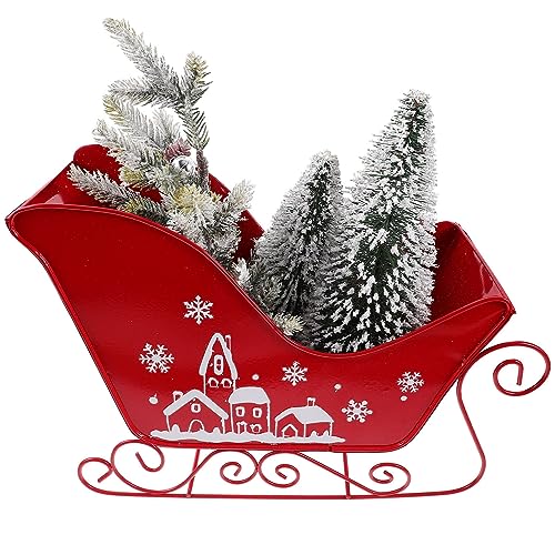 Didiseaon Festival-dekor Schlittenschale Aus Metall Weihnachtsfeierdekoration Weihnachtsdekoration, Desktop-weihnachtsschlitten Weihnachtsmann-Dekorationen Geschenk Frohe Modell PVC Scheinen von Didiseaon