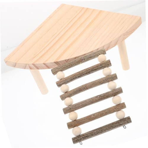 Didiseaon Hamster Holzplattform mit Leiterhöhe Robust Beißfest Langlebig Kleintier Kletterspielzeug für Zwerghamster Meerschweinchen und Nagetiere als Ruhe Beobachtungsplatz von Didiseaon