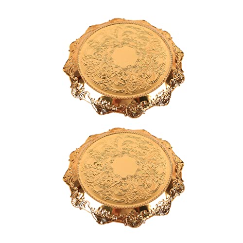 Didiseaon 2st Goldene Platte Keksständer Dessertteller Mit 2 Ebenen Süßwaren Tablett Für Couchtisch Glastablett Für Den Waschtisch Büfett Eisen Erfrischungstablett Japanischer Stil von Didiseaon