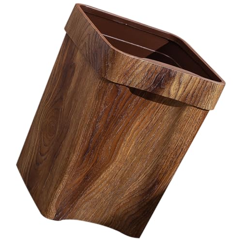 Didiseaon Mülleimer Imitation Holzmaserung Abfallbehälter mit Stabilem Design und Praktischem Pressring für Küche und Bad Robuster Müllbehälter zur Mülltrennung und Haushaltsabfalllagerung von Didiseaon