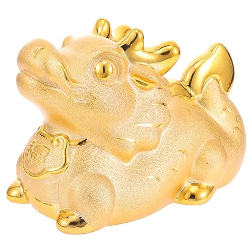 Didiseaon Niedliches Drachen-Sparschwein Keramik Chinesisches Tierkreiszeichen Münzbank Goldene Drachenfigur Spartopf Spardose Spardose Jahr des Drachen Glücksbringer Ornament von Didiseaon