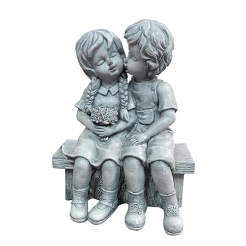 Didiseaon Resin Gartenfigur Junge Mädchen Liebesstatue Wetterfeste Harz Skulptur für Outdoor Gartendeko Kleine Dekorative Figur für Terrasse Büro Zuhause Geschenkidee von Didiseaon