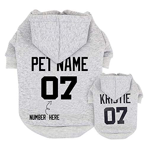 Didog Hunde-Kapuzenpullover, mit Namen und Nummer, Kleidung mit Namen für Welpen, Pudel, Yorkie, kleine und mittelgroße Hunde, personalisierbar von Didog