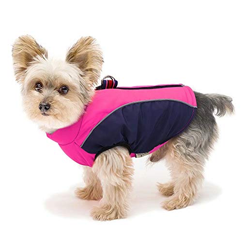 Didog Warmer Hundemantel für kleine Hunde und Katzen, mit Fleece gefüttert, reflektierende Hundejacke für kaltes Wetter, Sportweste mit Reißverschluss und Leinen-Ring zum Spazierengehen, Wandern, Rose von Didog