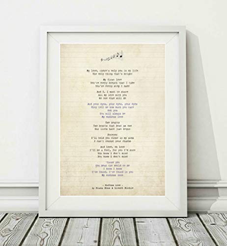 Diana Ross & Lionel Richie – Endless Love – Liedtext Kunstdruck (ungerahmt) – Größen A4 A3, A4 von Didymus Co