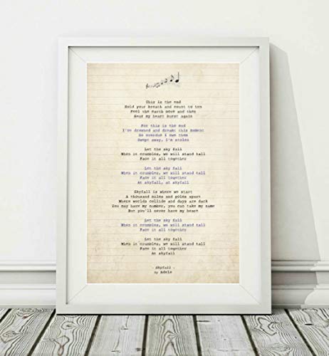 Didymus Co Adele – Skyfall – Songtext-Posterdruck (ungerahmt) – Größen A4 (29,7 x 21 cm) und A3 (42 x 29,7 cm) (A4) von Didymus Co