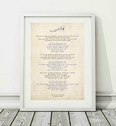 Didymus Co Carole King – You 've Got A Friend – Songtext-Posterdruck (ungerahmt) – Größen A4 A3, A4 von Didymus Co