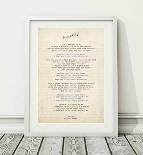 Didymus Co Eddie Vedder - Society - Liedtext-Kunstdruck (UNGERAHMT) - Verfügbare Poster Druckformate A4 (29.7 x 21cm) und A3 (42 x 29.7cm) (A4) von Didymus Co