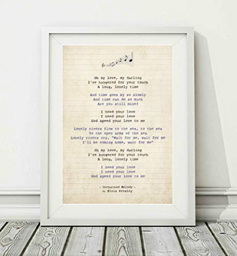 Didymus Co Elvis – Unchained Melody – Songtext Kunstdruck (ungerahmt) – Größen A4 A3 (A3) von Didymus Co