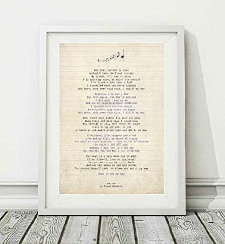 Didymus Co Frank Sinatra - My Way (v.2) - Liedtext-Kunstdruck (UNGERAHMT) - Verfügbare Poster Druckformate A4 (29.7 x 21cm) und A3 (42 x 29.7cm) (A3) von Didymus Co