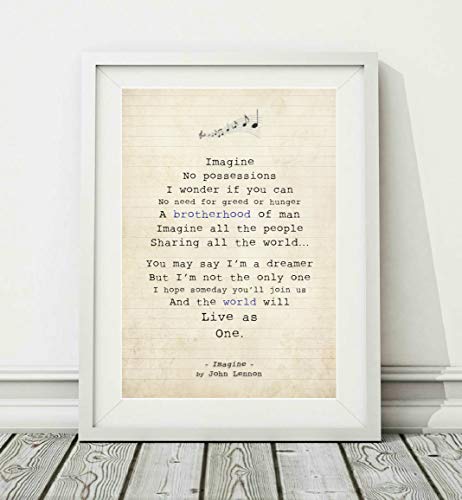 Didymus Co John Lennon – Imagine – Songtext Kunstdruck (ungerahmt) – Größen A4 A3 (A3) von Didymus Co