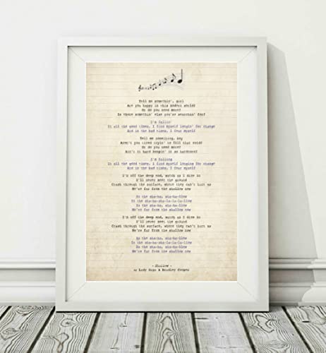 Didymus Co Kunstdruck mit Liedtext Lady Gaga & Bradley Cooper – flach (A Star Is Born) – ohne Rahmen – Größen A4 (29,7 x 21 cm) und A3 (42 x 29,7 cm) (A4) von Didymus Co