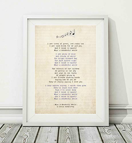 Didymus Co Louis Armstrong Poster mit Songtext "What A Wonderful World", ungerahmt, Größen A4 (29,7 x 21 cm) und A3 (42 x 29,7 cm) (A3) von Didymus Co