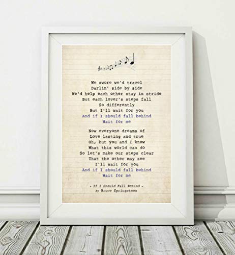 Didymus Co Poster Bruce Springsteen – If I Should Fall Behind – Songtext (ungerahmt) – Größen A4 (29,7 x 21 cm) und A3 (42 x 29,7 cm) (A3) von Didymus Co