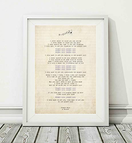 Didymus Co Poster mit Songtext "Prince - Purple Rain", ungerahmt - Größen A4 A3 (A3) von Didymus Co
