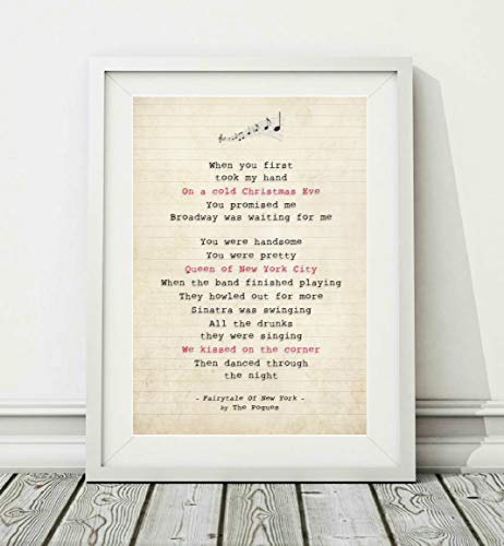 Didymus Co The Pogues – Fairytale Of New York – Songtext Kunstdruck (ungerahmt) – Größen A4 A3 (A3) von Didymus Co