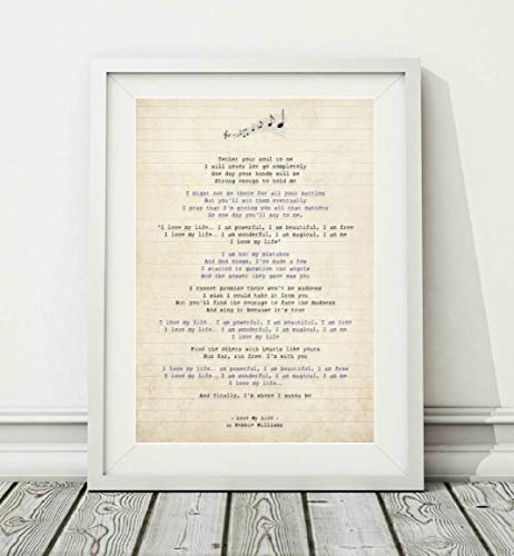 Didymus Co Robbie Williams - Love My Life - Liedtext-Kunstdruck (UNGERAHMT) - Verfügbare Poster Druckformate A4 (29.7 x 21cm) und A3 (42 x 29.7cm) (A4) von Didymus Co