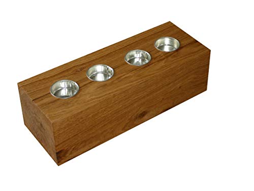 Die Gartenbeet-Kiste Teelichhalter Holz Eiche Massivholz Kerzenständer Teelicht Eichenholz 4er Herbstdeko von Die Gartenbeet-Kiste