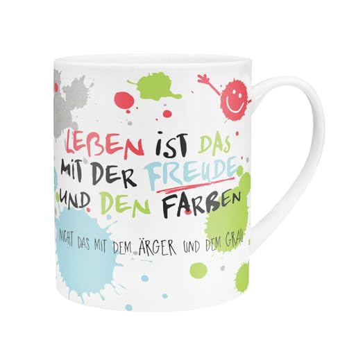 H:) PPY life XL-Tasse Motiv "Freude" | Große Tasse aus Porzellan, Jumbo-Tasse, 60 cl, Tasse mit Spruch | Geschenk, Freund, Freundin | 45358 von H:)PPY life