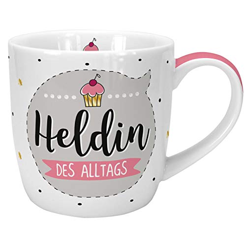 Die Geschenkewelt 45632 Kaffee-Tasse Heldin des Alltags, Porzellan, 40 cl, mit Geschenk-Banderole, Geschenk Mama, 1 Stück (1er Pack) von Die Geschenkewelt