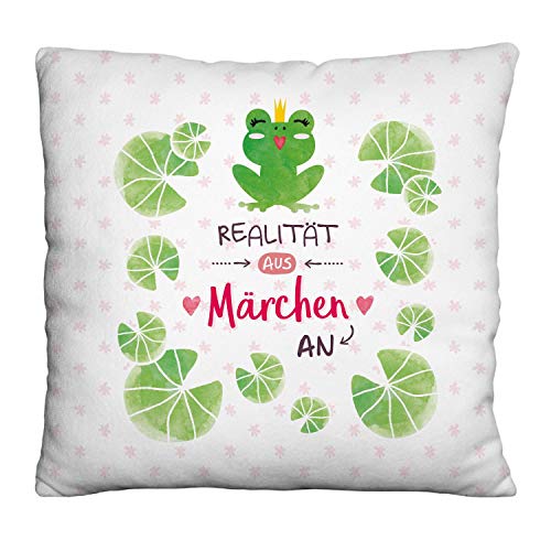 GRUSS & CO Plüschkissen Motiv "Frosch" | Zierkissen, 25 cm x 25 cm, 100% Polyester | Geschenk, Dekoartikel | 46171 von GRUSS & CO