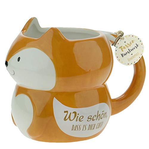 GRUSS & CO Figuren-Tasse "Fuchs" | 3D Tasse in Fuchs-Form, Dolomite, 50 cl, mit Geschenkanhänger, Orange | Geschenk, Dekoartikel | 46342 von Sheepworld