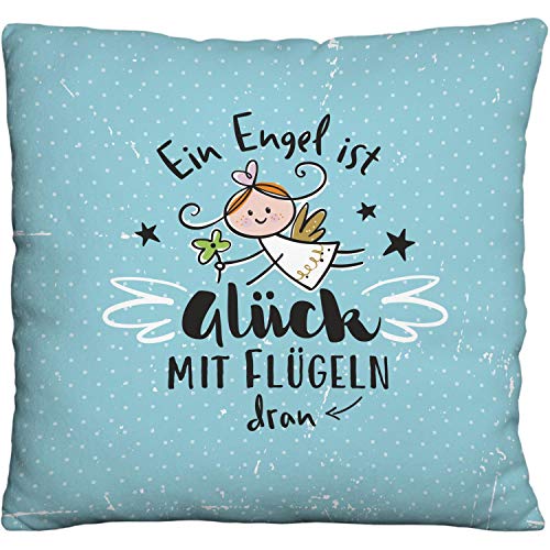 H:)PPY life Plüschkissen Motiv "Engel" | Zierkissen, 25 cm x 25 cm, 100% Polyester | Geschenk, Dekoartikel | 46148 von Sheepworld