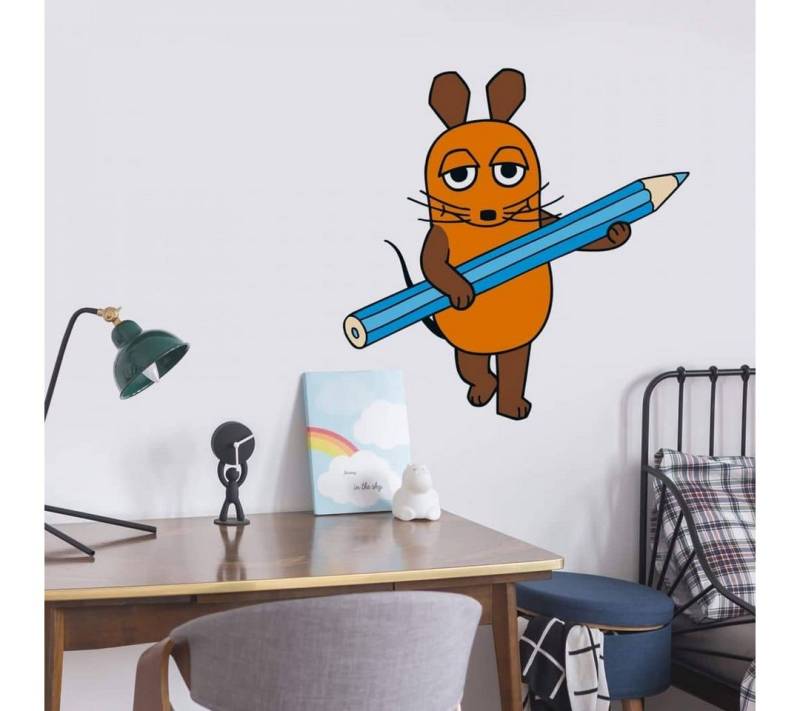 Die Maus Wandtattoo Kinderzimmer Wandsticker Buntstift Grundschule Kinder Wandbild, selbstklebend, entfernbar von Die Maus