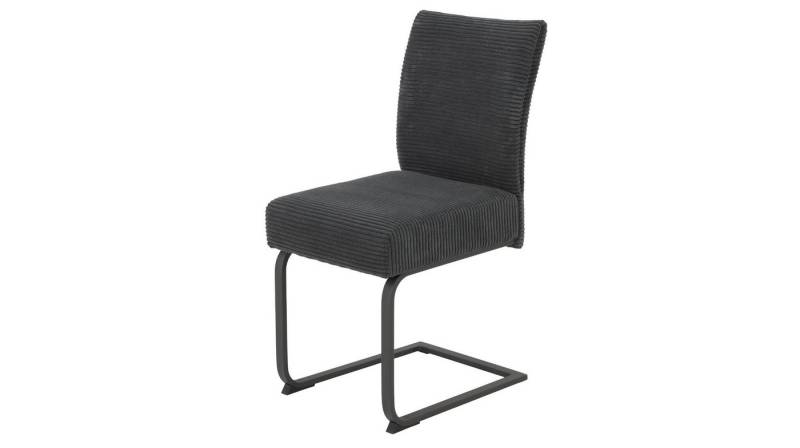 Die Möbelfundgrube® Freischwinger Freischwinger anthrazit / Cordbezug / OLESSA, Federkernpolsterung / Metallgestell schwarz von Die Möbelfundgrube®