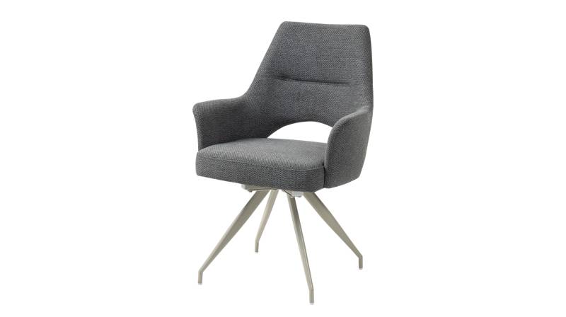 Armlehnstuhl anthrazit Drehstuhl Webstoff - MAILA von Die Möbelfundgrube